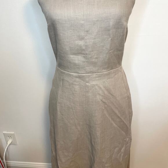 Enza Costa Linen Laced Open Back Maxi Dress In Mist Taupe Size Medium New - Picture 4 of 15